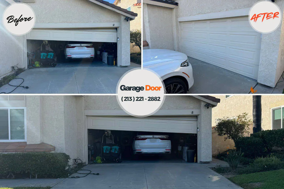 Before and after: garage door repair Belmont, NC